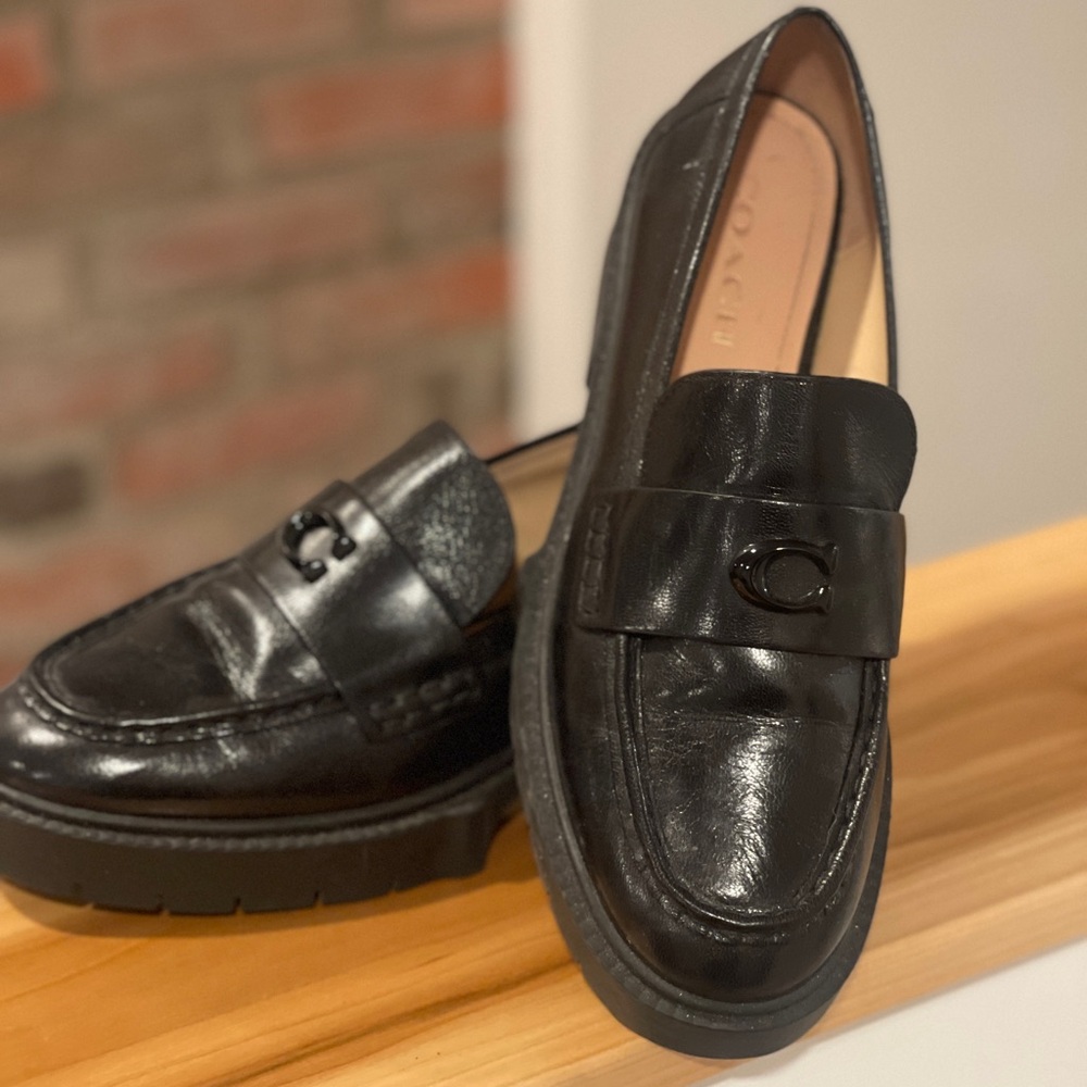Coach Black Leather Loafers for Women
